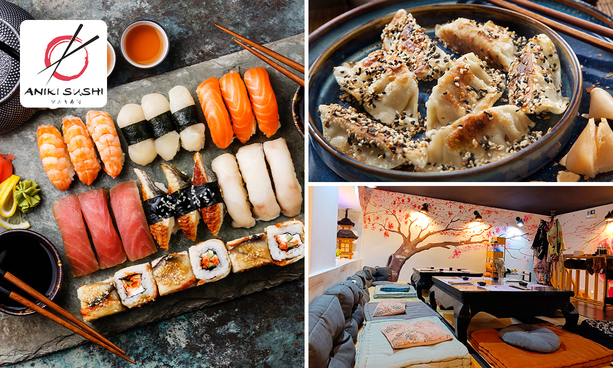 3-gangen sushilunch of -diner (1, 2 of 4 pers.) in Brussel bij Aniki Sushi