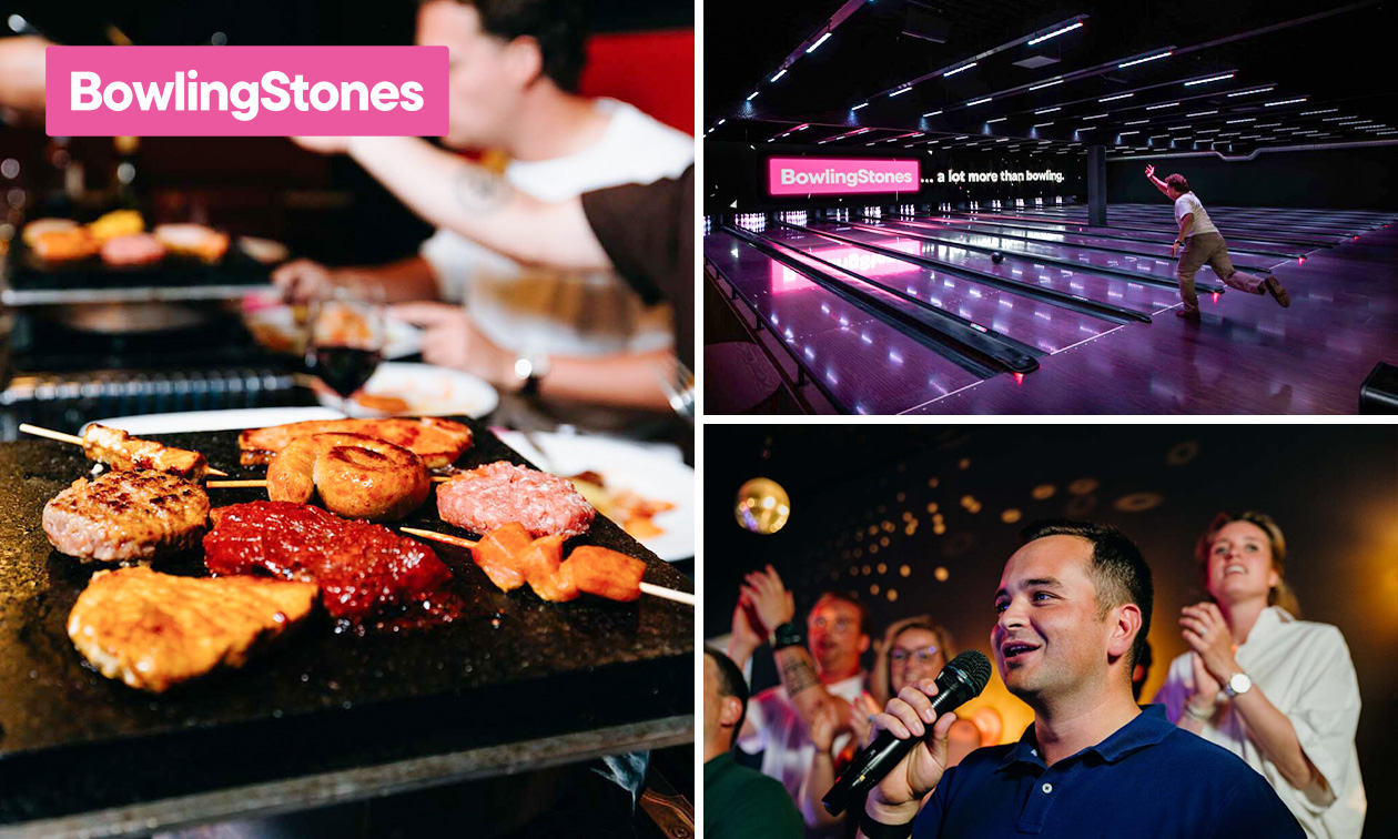 Steengrillen + halve fles wijn/water + bowlen (2 uur), escaperoom of karaoke (2 uur)