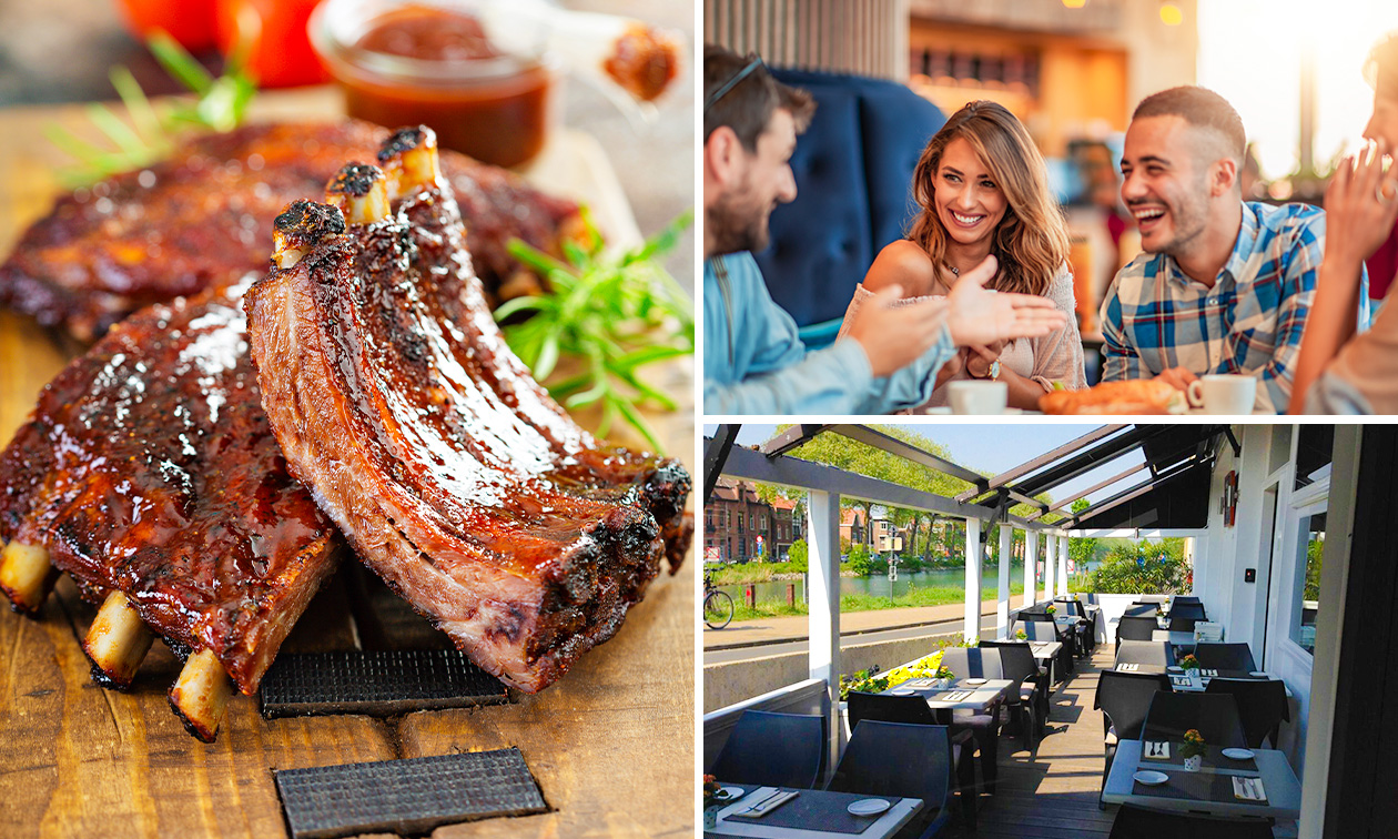 Spareribs + frieten + salade bij Brasserie Plaisances