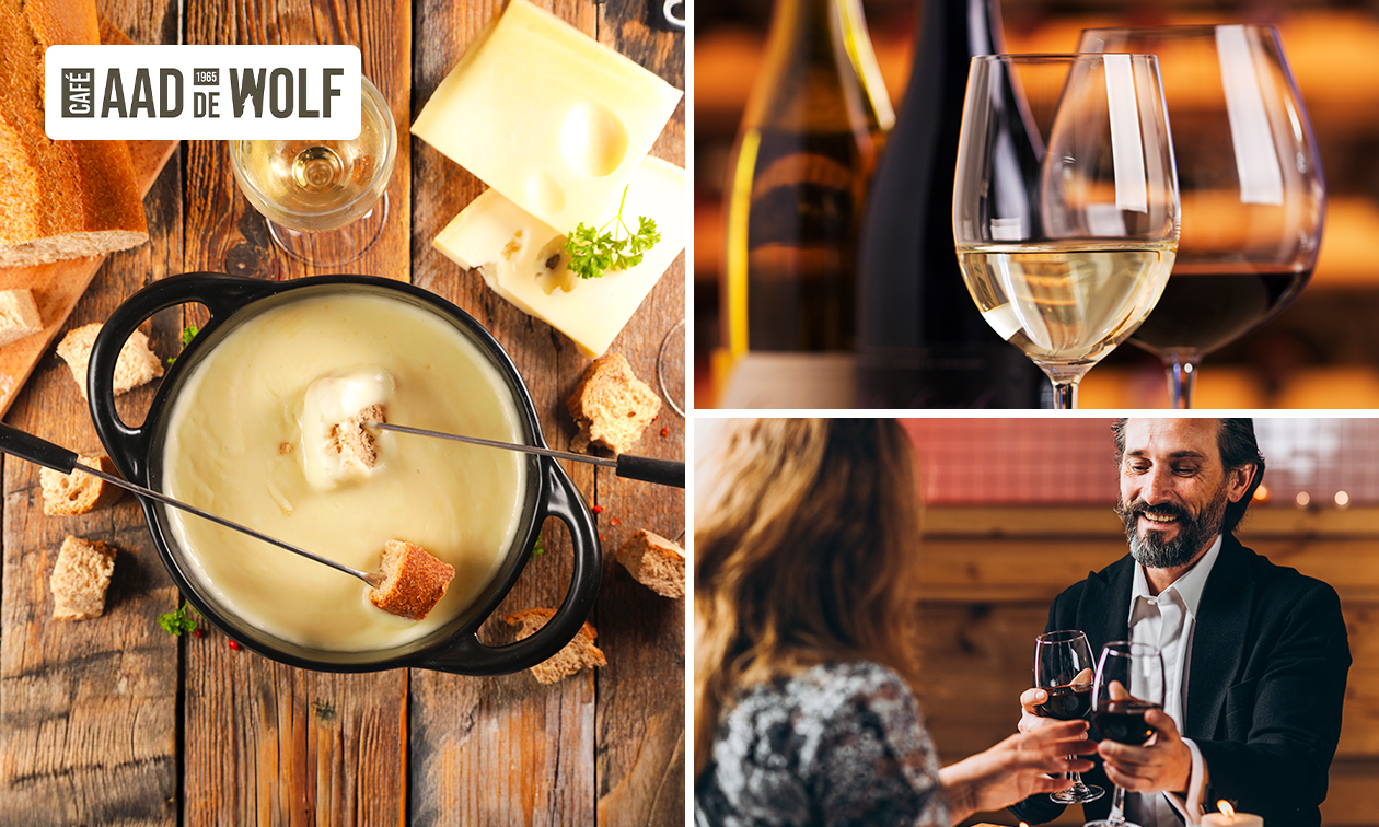 Kaasfondue + evt. dessert en/of fles wijn bij Café Aad de Wolf