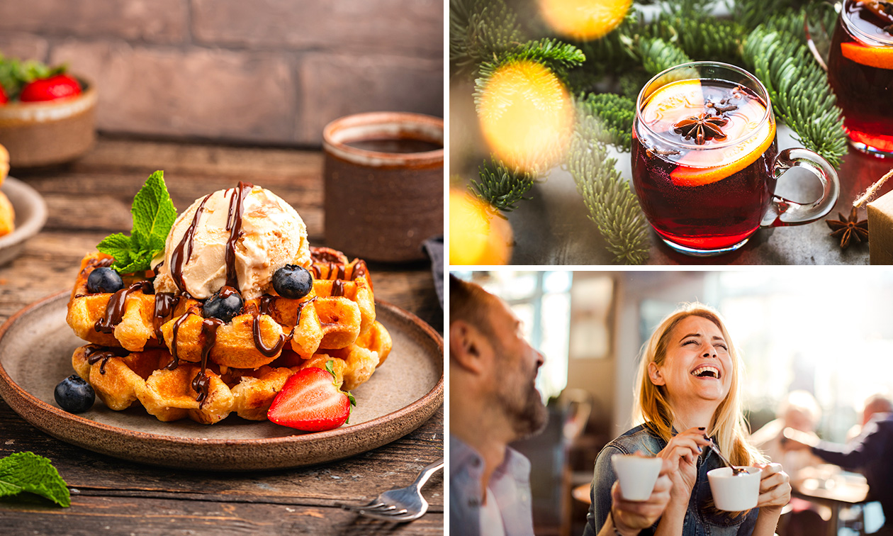 Waffel inkl. Kugel Eis + opt. Heißgetränk, Glühwein oder Eierpunsch in Köln