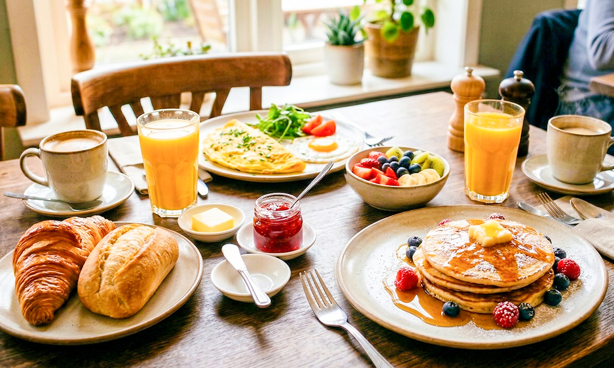 Zoet of hartig ontbijt + eventueel een glas cava in Asse