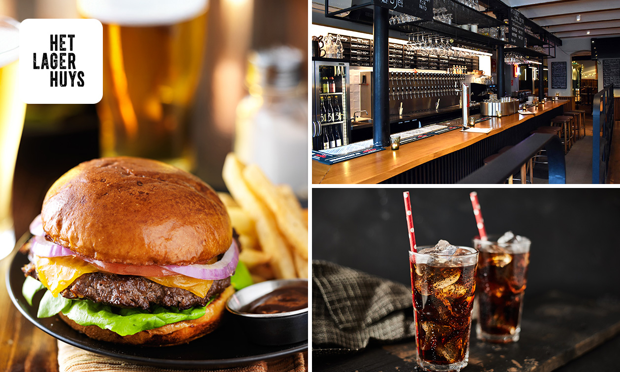 Burger met friet en een drankje bij Het Lagerhuys Amsterdam