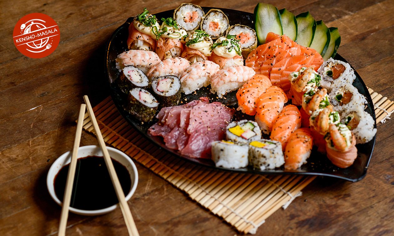 Sushiboot voor 2 (46 stuks) voor dine-in bij Kensho Masala Restaurant