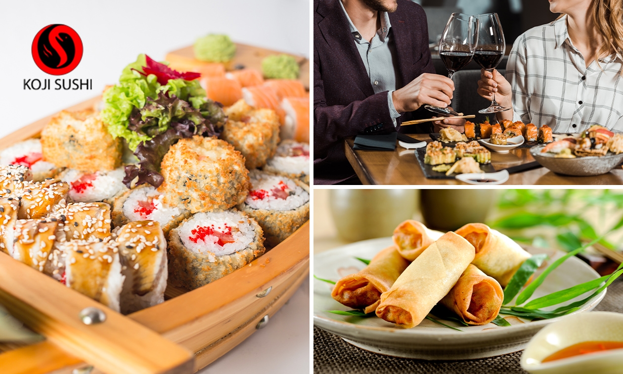 Sushibox (54 stuks) + 6 loempia's voor afhaal of dine-in bij Koji Sushi