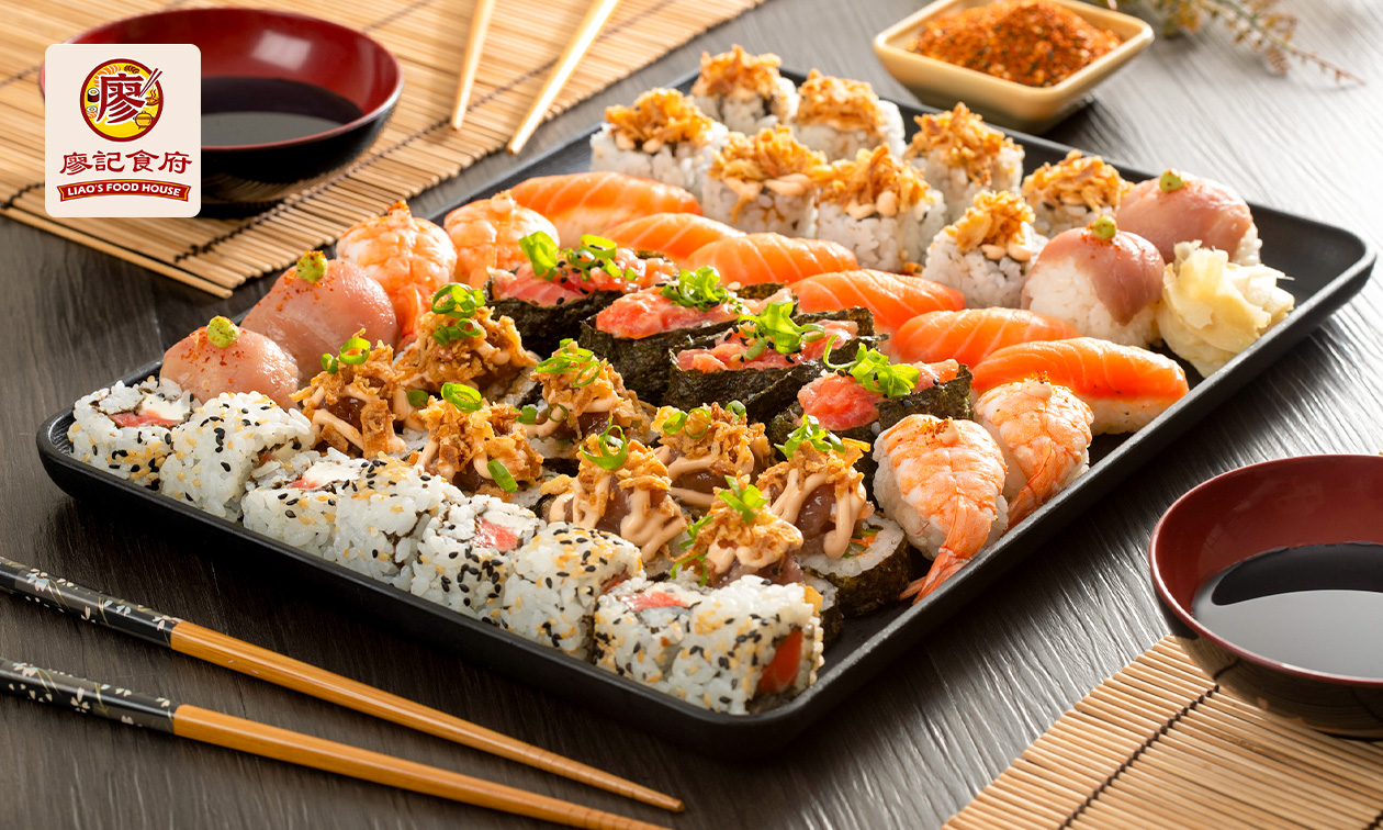 Sushilunch of -diner voor 2 personen (50 stuks)