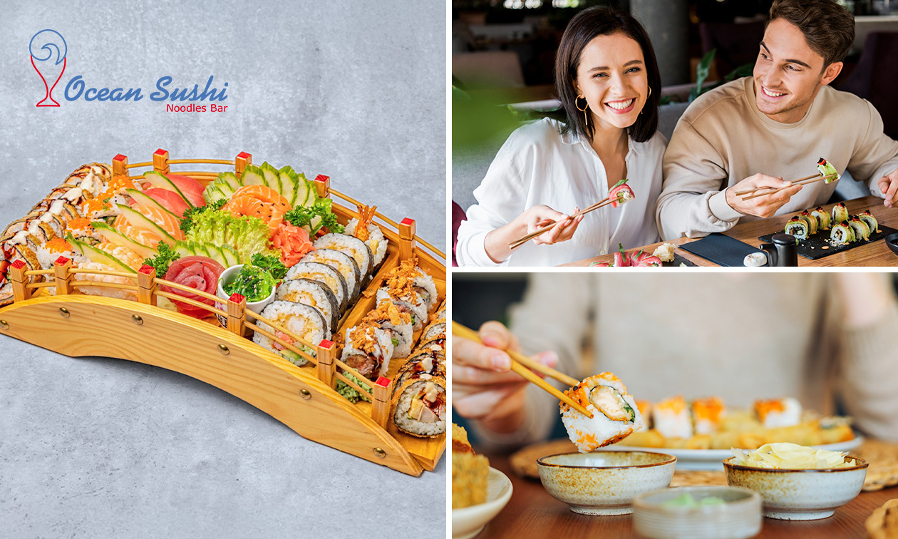 Dine-in: sushiboot + loempia- en gyozamix voor 2 bij Ocean Sushi Gent