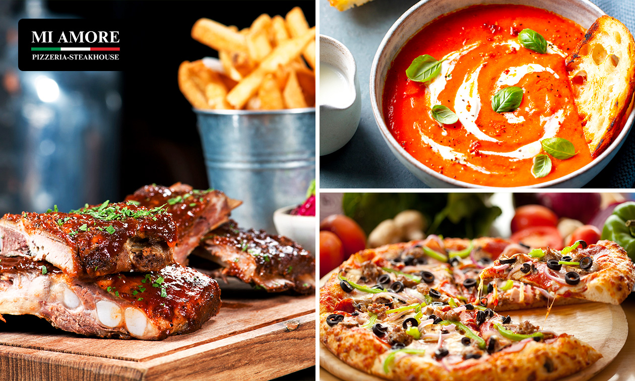 2-gangen keuzediner of spareribs bij Pizzeria Steakhouse Mi Amore
