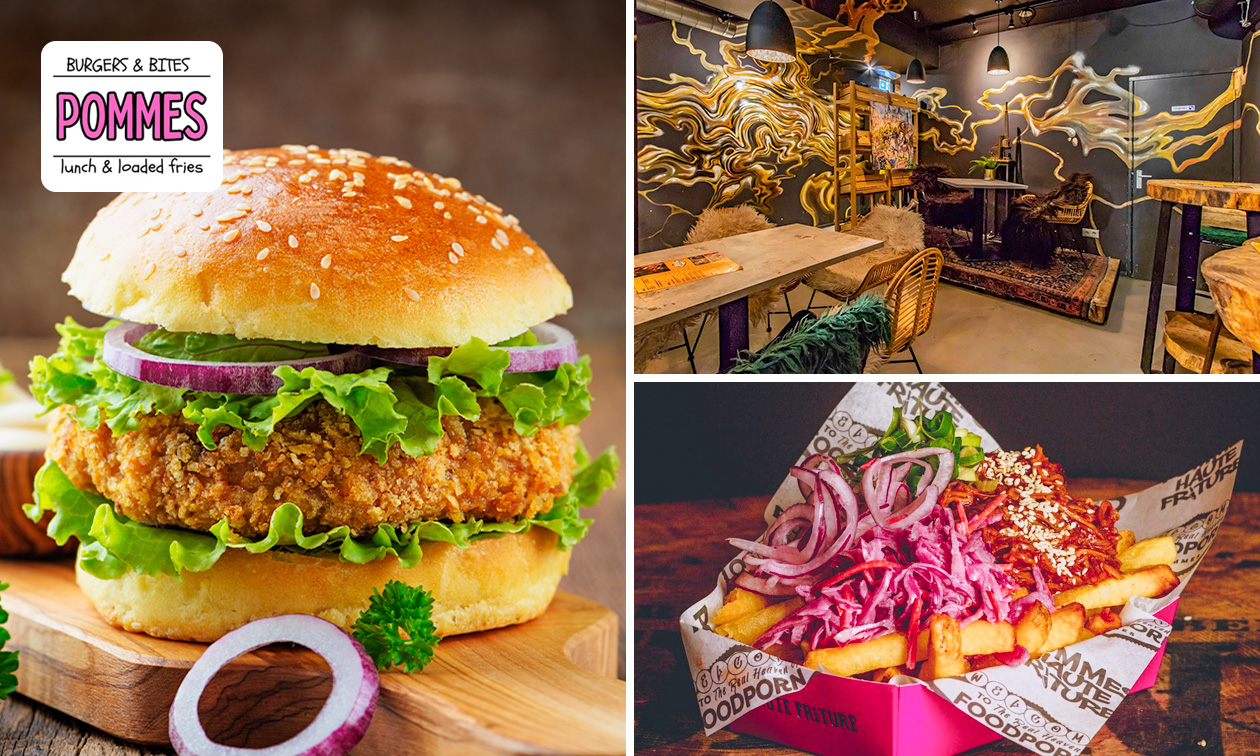 Hamburger naar keuze + friet + saus of 2- of 3-gangen keuzediner bij Pommes Valkenburg