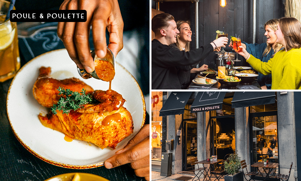 2-gangen keuzelunch of -diner + 1 bijgerecht bij Poule & Poulette in hartje Mechelen