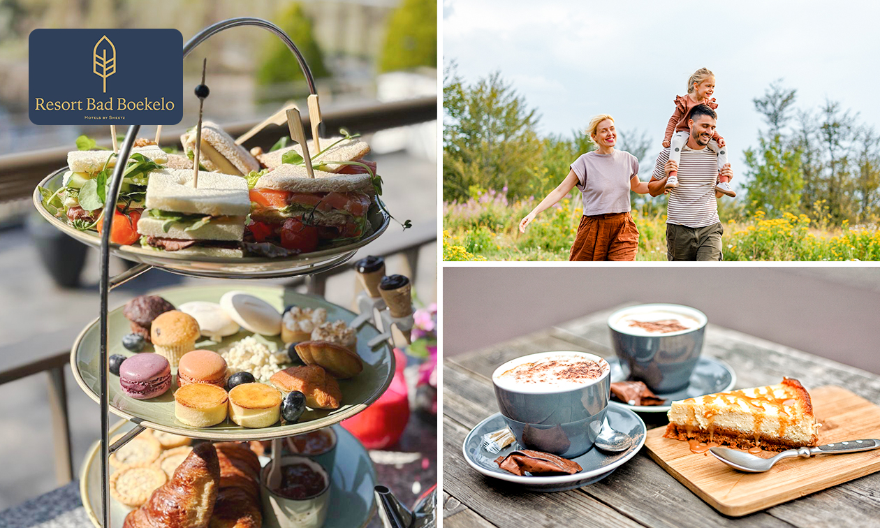 Franse high tea (2 uur) of warme drank + gebak + wandel- of fietsroute bij Restaurant Bad Boekelo