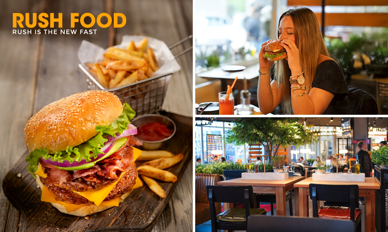 Burger + Pommes nach Wahl bei Rush Food in der Aachener Innenstadt