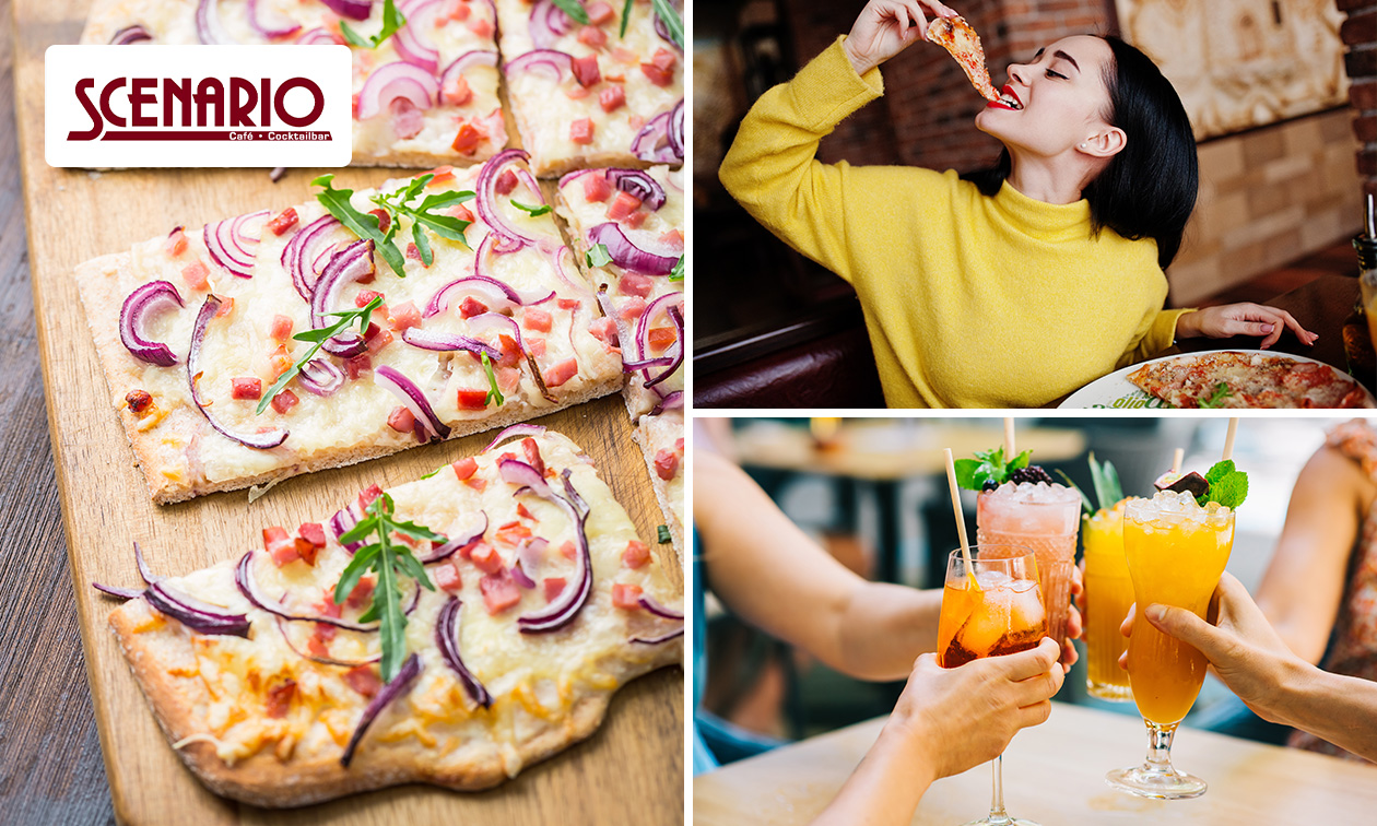 Flammkuchen oder Pizza + Jumbo Cocktail nach Wahl bei Scenario
