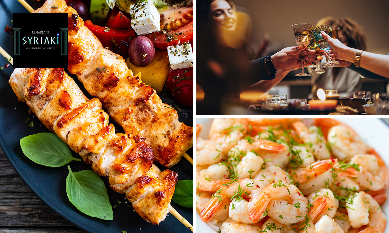 Menu grec en 2 ou 3 services à la carte au Syrtaki