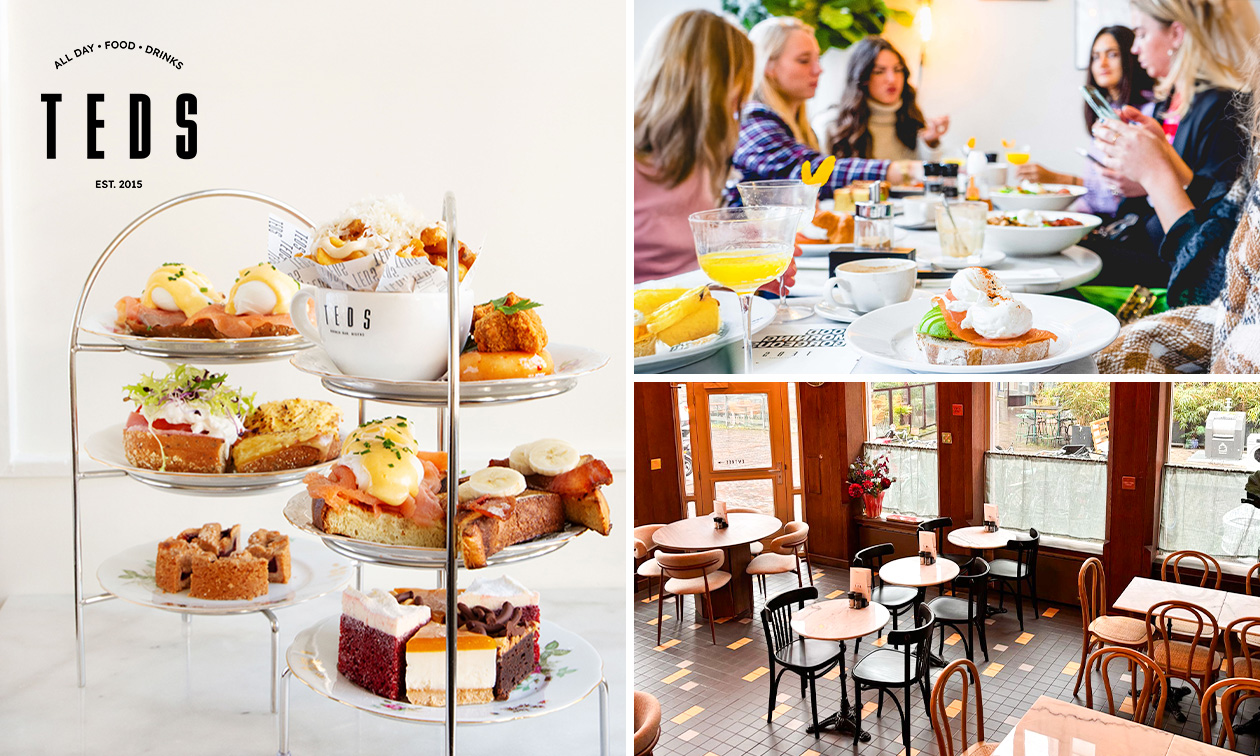 High tea (1,5 uur), shared brunch of ontbijt bij Teds
