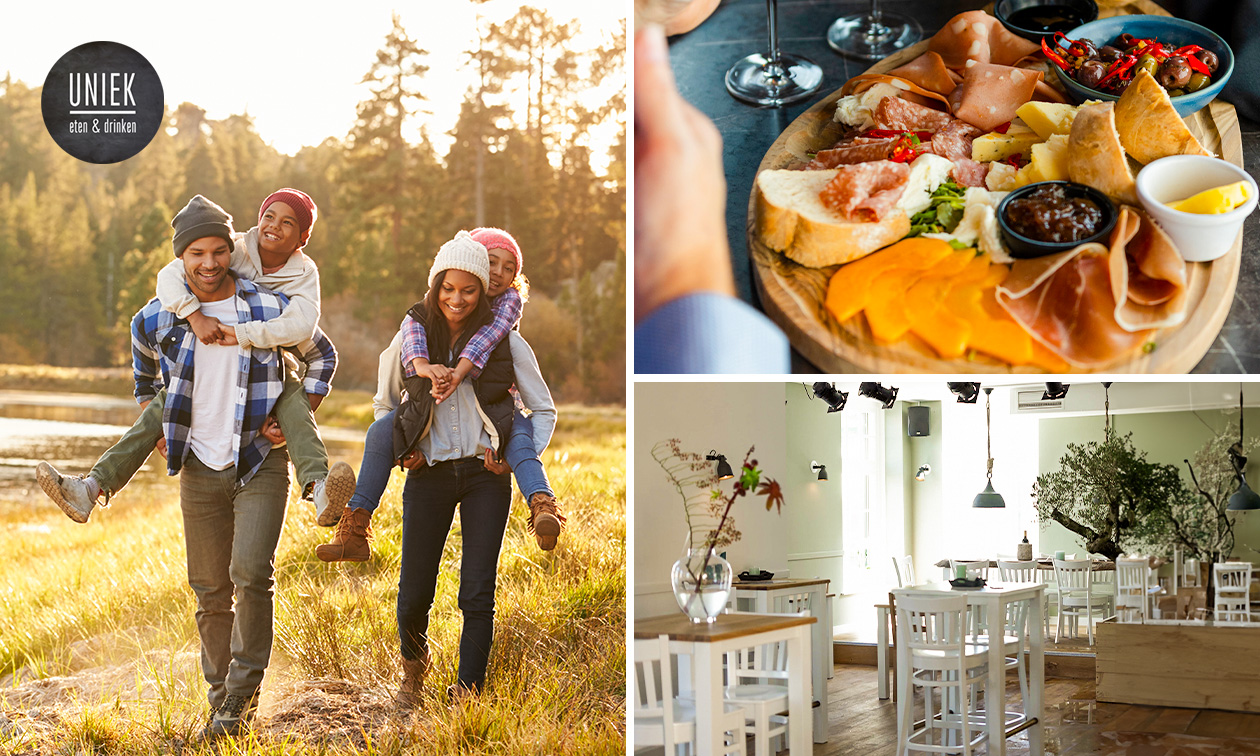 Wandelarrangement + koffie of thee + gebak + borrelplank bij UNIEK