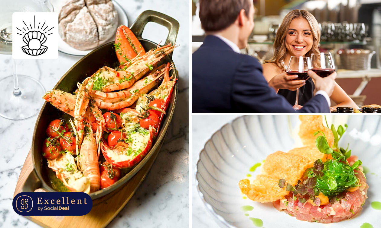 3-gangenlunch of -diner met zeevruchtenschotel La Perla Seafood