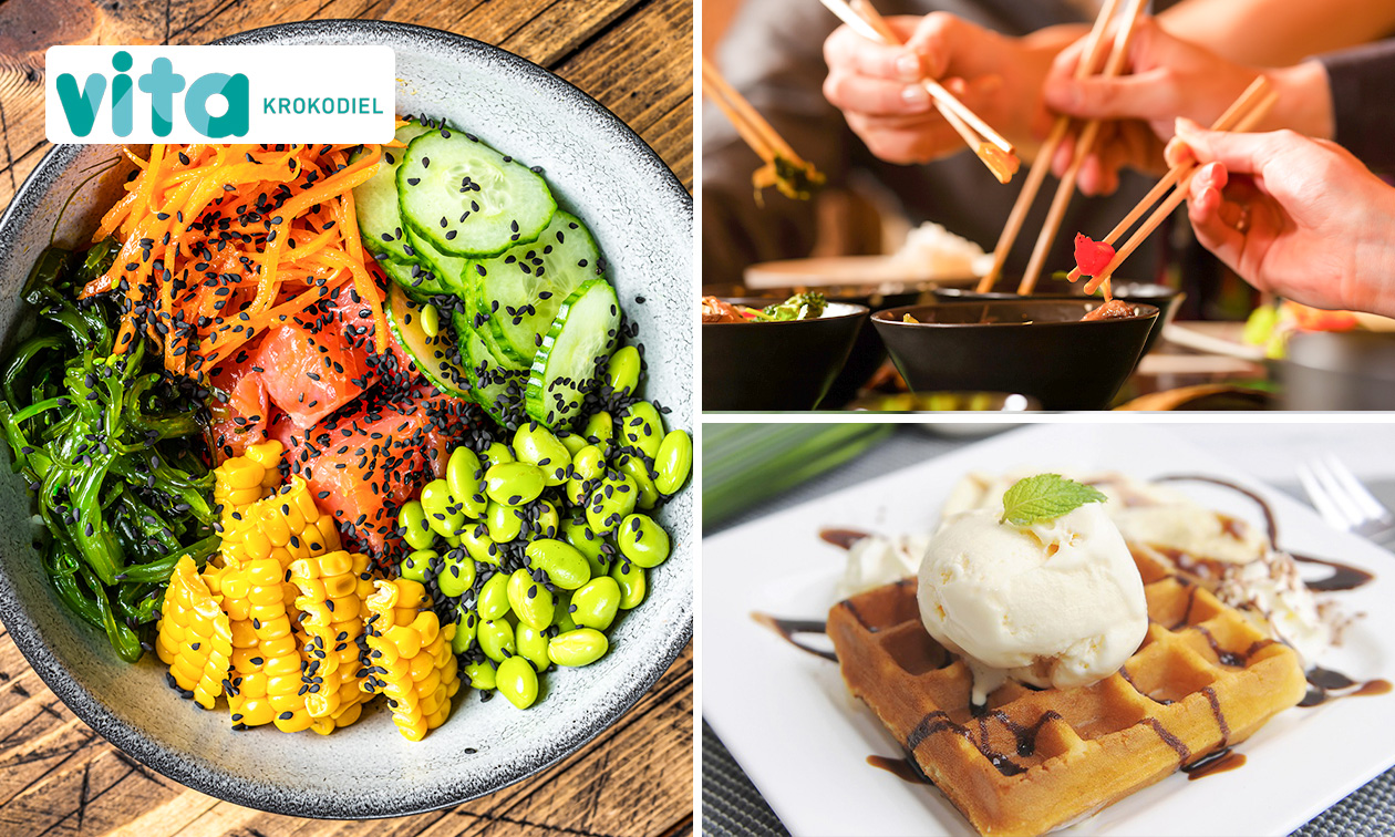 Pokébowl + bites of wafel + warme drank