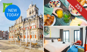 Overnachting voor 2 + ontbijt + late check-out in hartje Delft